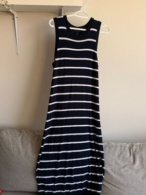 Banana Republic Black and White Striped Midi Dress